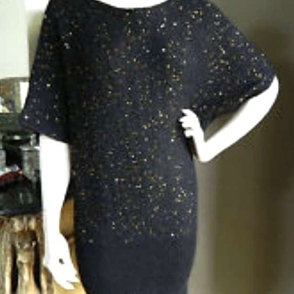 Vintage Rachel Roy Sequin Metallic Knit Sweater Dress - Picture 4 of 9